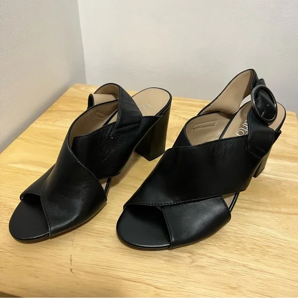 Franco Sarto Black Women's Sandals Open Toe, Block Heel, Slingback Size 6.5 - Picture 3 of 6